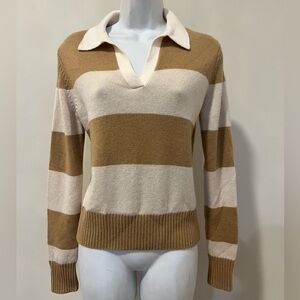 ESPRIT Long Sleeve Cashmere Blend Pullover Striped Collared Sweater Jumper S